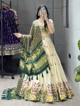 DESIGNER COTTON EMBROIDERY WORK LEHENGA CHOLI WITH DUPATTA GREEN