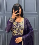 2DESIGNER FENDY SILK EMBROIDERY SEQUENCE WORK GOWN WITH DUPATTA FESTIVE WEAR WHOLESALE PRICE ETHNIC GARMENT (19)