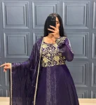 2DESIGNER FENDY SILK EMBROIDERY SEQUENCE WORK GOWN WITH DUPATTA FESTIVE WEAR WHOLESALE PRICE ETHNIC GARMENT (19)