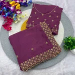 2DESIGNER GEORGETTE VAL SEQUENCE EMBROIDERY CONTRAST PALLU WORK SAREE WITH UNSTITCHED BLOUSE FESTIVE WEAR WHOLESALE PRICE ETHNIC GARMENT (18)