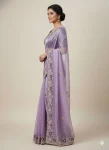 DESIGNER JC SILK EMBROIDERY WORK AND MULTI THREAD WORK WITH ARCO CUT WORK SAREE WITH UNSTITCHED BLOUSE LAVENDER