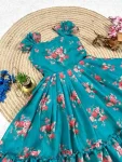 2FANCY CHANDERI FLORAL PRINTED WORK KID’S GOWN FESTIVE WEAR WHOLESALE PRICE ETHNIC GARMENT (2)
