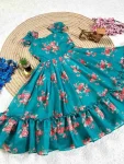 2FANCY CHANDERI FLORAL PRINTED WORK KID’S GOWN FESTIVE WEAR WHOLESALE PRICE ETHNIC GARMENT (2)