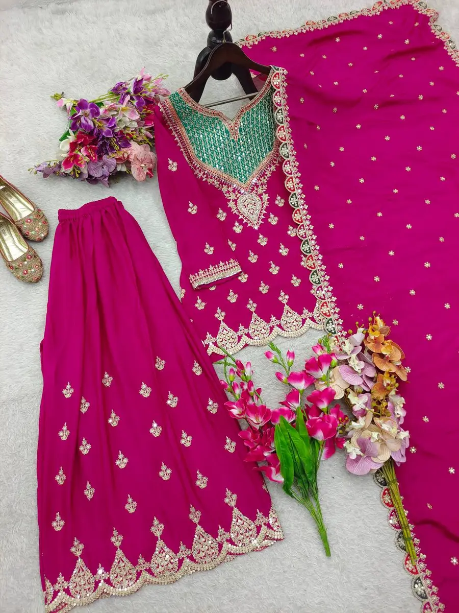 2FANCY CHINON SILK EMBROIDERY CODING SEQUENCE WORK WITH HANDS WORKS MIRROR DIAMOND WORK TOP PALAZZO WITH DUPATTA FESTIVE WEAR WHOLESALE PRICE ETHNIC GARMENT (7).webp