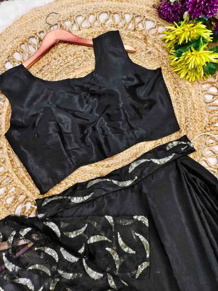 2FANCY CHINON SILK PLAIN READY TO WEAR SAREE AND BLOUSE WITH MULTI-THREAD EMBROIDERY SEQUENCE WORK KOTI PARTY WEAR WHOLESALE PRICE ETHNIC GARMENT (10)