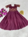2FANCY GEORGETTE SILK EMBROIDERY AND HAND WORK KID’S GOWN FESTIVE WEAR WHOLESALE PRICE ETHNIC GARMENT (7)