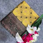 2FANCY KANJIVARAM SILK RICH PALLU & JACQUARD WORK SAREE WITH UNSTITCHED BLOUSE FESTIVE WEAR WHOLESALE PRICE ETHNIC GARMENT (13)