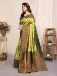 2FANCY KANJIVARAM SILK RICH PALLU & JACQUARD WORK SAREE WITH UNSTITCHED BLOUSE FESTIVE WEAR WHOLESALE PRICE ETHNIC GARMENT (13)