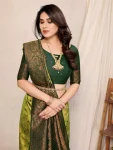 2FANCY KANJIVARAM SILK RICH PALLU & JACQUARD WORK SAREE WITH UNSTITCHED BLOUSE FESTIVE WEAR WHOLESALE PRICE ETHNIC GARMENT (13)