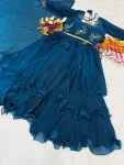2FANCY SPACE SILK SEQUENCE EMBROIDERY WORK LEHENGA BLOUSE WITH EXTRA FRILLS AND DUPATTA PARTY WEAR WHOLESALE PRICE ETHNIC GARMENT (30)