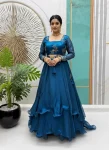 2FANCY SPACE SILK SEQUENCE EMBROIDERY WORK LEHENGA BLOUSE WITH EXTRA FRILLS AND DUPATTA PARTY WEAR WHOLESALE PRICE ETHNIC GARMENT (30)