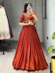 2FANCY VICHITRA PLAIN WITH PLEATING WORK LEHENGA WITH EMBROIDERED BLOUSE AND KOTI PARTY WEAR WHOLESALE PRICE ETHNIC GARMENT (30)