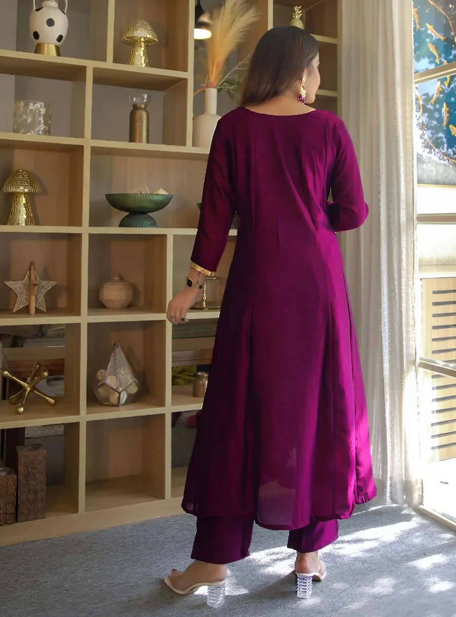 2FANCY VICHITRA SILK EMBROIDERY WORK TOP BOTTOM WITH DUPATTA FESTIVE WEAR WHOLESALE PRICE ETHNIC GARMENT (20)