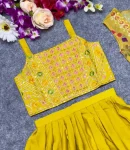 2MODERN CREPE EMBROIDERY WORK KID’S BLOUSE KOTI WITH PALAZZO SET FESTIVE WEAR WHOLESALE PRICE ETHNIC GARMENT (10)