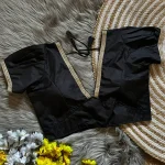 MODERN DOLA SILK LACE WORK STITCHED BLOUSE BLACK