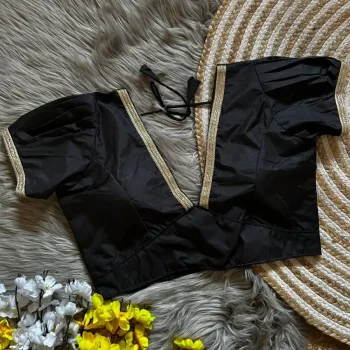 MODERN DOLA SILK LACE WORK STITCHED BLOUSE BLACK