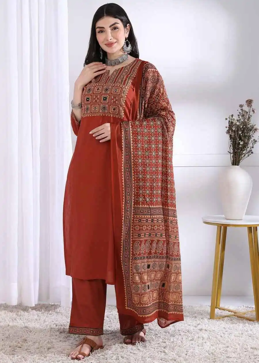 2MODERN RAYON PRINTED WORK TOP BOTTOM WITH DUPATTA OFFICE WEAR WHOLESALE PRICE ETHNIC GARMENT (7)