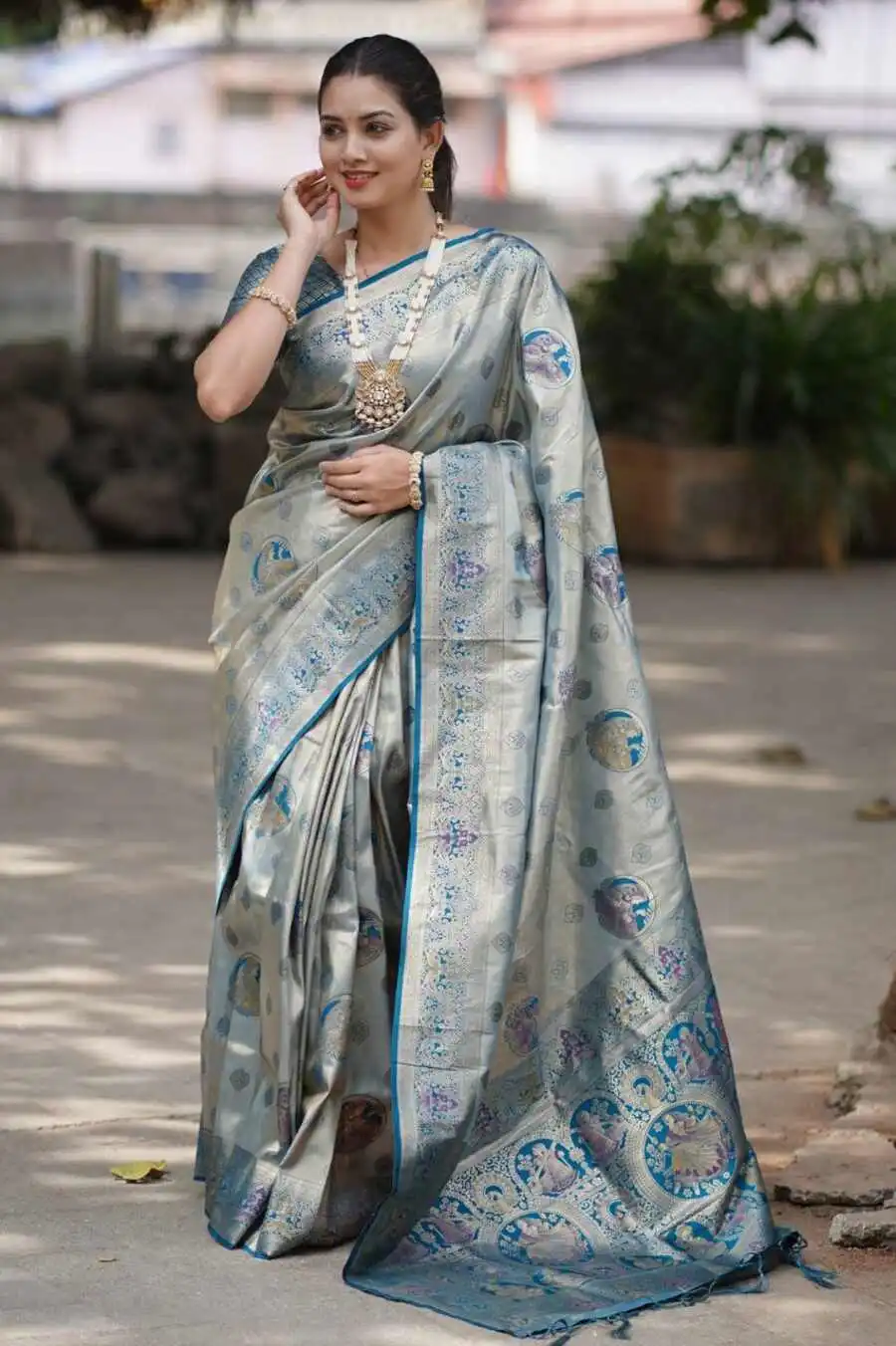 2MODERN SOFT SILK NYLON ZARI WAVING WITH MEENA KARI BORDER , 3D PALLU WORK SAREE WITH UNSTITCHED BLOUSE FESTIVE WEAR WHOLESALE PRICE ETHNIC GARMENT (21).jpg.webp