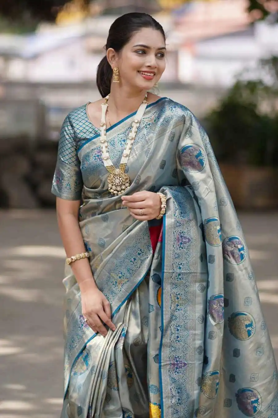 2MODERN SOFT SILK NYLON ZARI WAVING WITH MEENA KARI BORDER , 3D PALLU WORK SAREE WITH UNSTITCHED BLOUSE FESTIVE WEAR WHOLESALE PRICE ETHNIC GARMENT (25).jpg