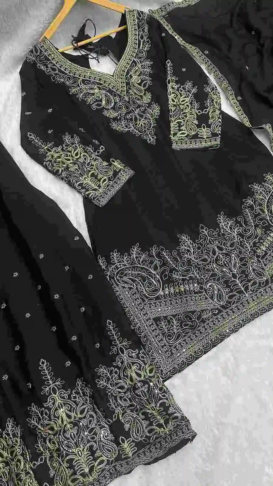 2NEW ARRIVAL CHINON SILK EMBROIDERY SEQUENCE CODING ZARI WORK TOP PALAZZO WITH DUPATTA FESTIVE WEAR WHOLESALE PRICE ETHNIC GARMENT (17)