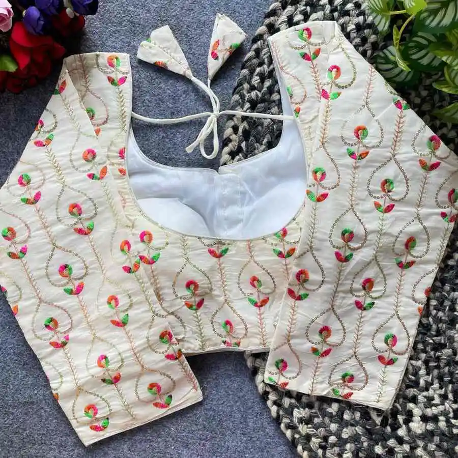 2NEW ARRIVAL KHADI COTTON EMBROIDERY WORK STITCHED BLOUSE FESTIVE WEAR WHOLESALE PRICE ETHNIC GARMENT (10)