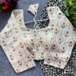 NEW ARRIVAL KHADI COTTON EMBROIDERY WORK STITCHED BLOUSE OFF WHITE