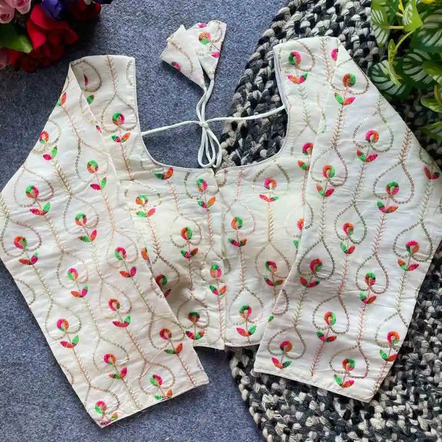 2NEW ARRIVAL KHADI COTTON EMBROIDERY WORK STITCHED BLOUSE FESTIVE WEAR WHOLESALE PRICE ETHNIC GARMENT (9)