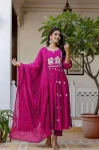 NEW ARRIVAL RAYON EMBROIDERY WITH FOIL WORK TOP BOTTOM WITH DUPATTA PINK
