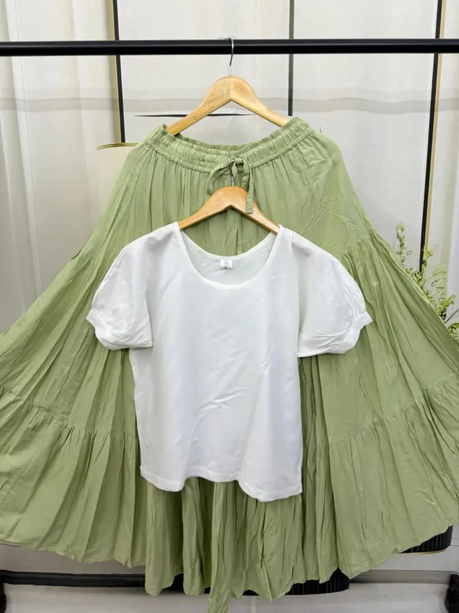 2NEW ARRIVAL RAYON PLAIN TOP WITH LAYER SKIRT DAILY WEAR WHOLESALE PRICE ETHNIC GARMENT (13)