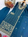 2RICH LOOK CHINON SILK EMBROIDERY SEQUENCE WORK WITH RIVET MOTI WORK TOP BOTTOM WITH DUPATTA FESTIVE WEAR WHOLESALE PRICE ETHNIC GARMENT (12)