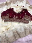 2RICH LOOK FENDY SATIN EMBROIDERY 3 MM SEQUENCE WORK HEAVY BORDER WITH BUTTI WORK SAREE WITH STITCHED BLOUSE WEDDING WEAR WHOLESALE PRICE ETHNIC GARMENT (7).jpg.webp