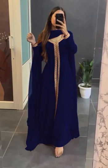 RICH LOOK GEORGETTE SEQUENCE WORK TOP BOTTOM WITH DUPATTA BLUE