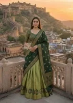 RICH LOOK KANJIVARAM SILK ZARI WEAVING WORK STITCHED LEHENGA UNSTITCHED CHOLI WITH DUPATTA GREEN AND PISTA