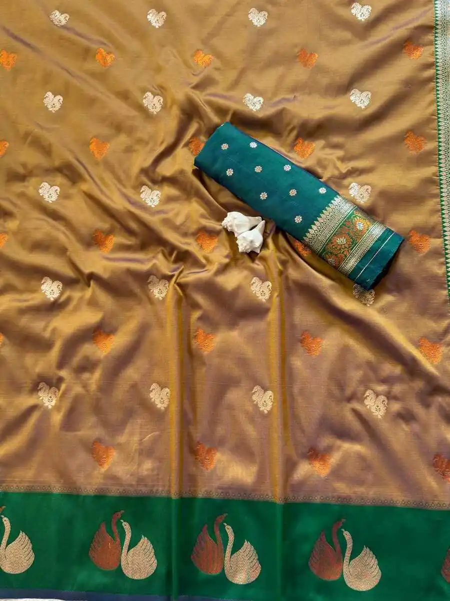 2RICH LOOK SOFT SILK ZARI WORK COPPER & SILVER FANCY BUTTI WITH SATIN BORDER WORK SAREE WITH UNSTITCHED BLOUSE FESTIVE WEAR WHOLESALE PRICE ETHNIC GARMENT (29).jpg.webp