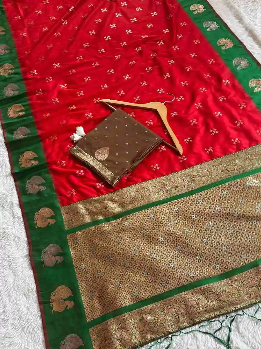2RICH LOOK SOFT SILK ZARI WORK COPPER & SILVER FANCY BUTTI WITH SATIN BORDER WORK SAREE WITH UNSTITCHED BLOUSE FESTIVE WEAR WHOLESALE PRICE ETHNIC GARMENT (31).jpg.webp