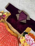 2RICH LOOK VELVET AND ORGANZA MAGGAM WORK LEHENGA CHOLI FESTIVE WEAR WHOLESALE PRICE ETHNIC GARMENT (5)