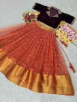 2RICH LOOK VELVET AND ORGANZA MAGGAM WORK LEHENGA CHOLI FESTIVE WEAR WHOLESALE PRICE ETHNIC GARMENT (5)