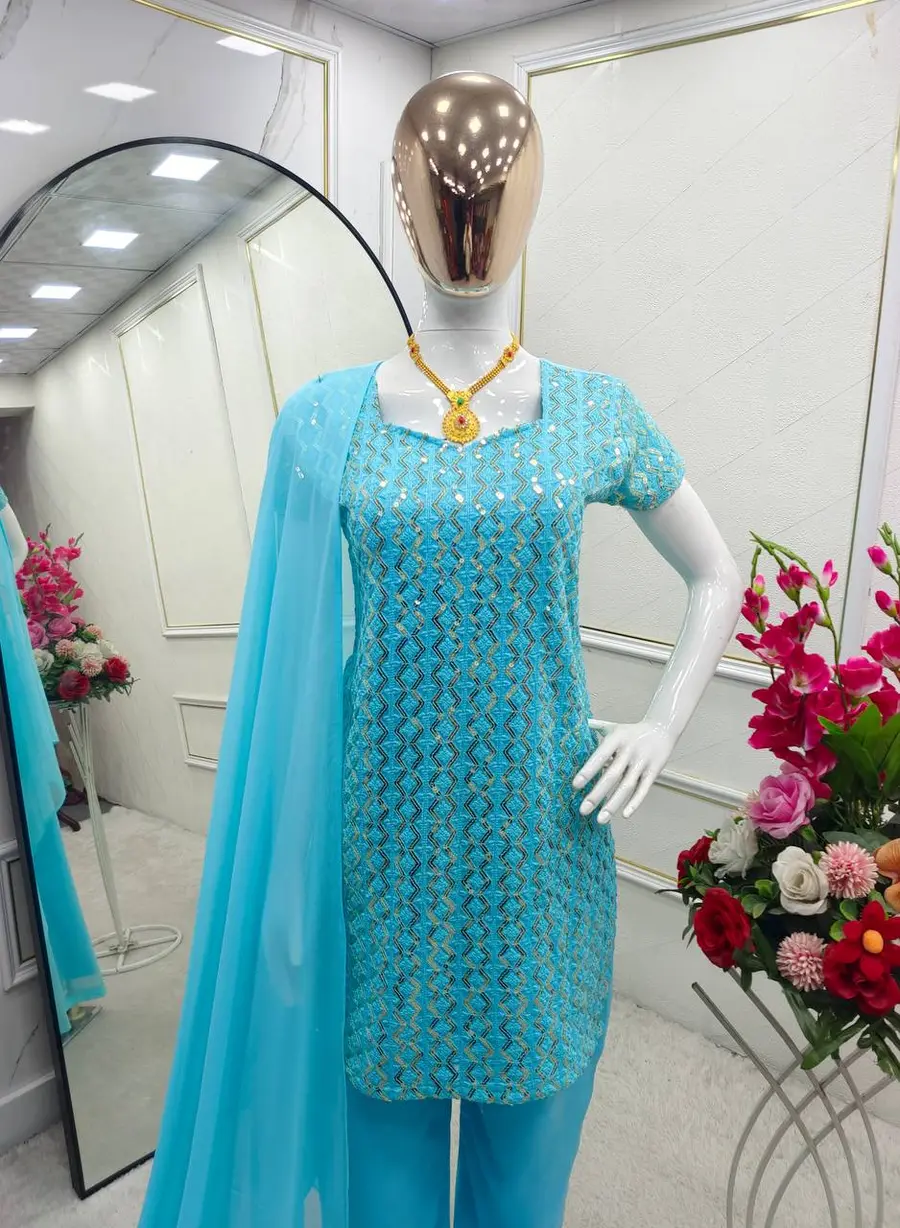 2TRENDING GEORGETTE EMBROIDERY SEQUENCE WORK TOP PALAZZO WITH DUPATTA PARTY WEAR WHOLESALE PRICE ETHNIC GARMENT (20)