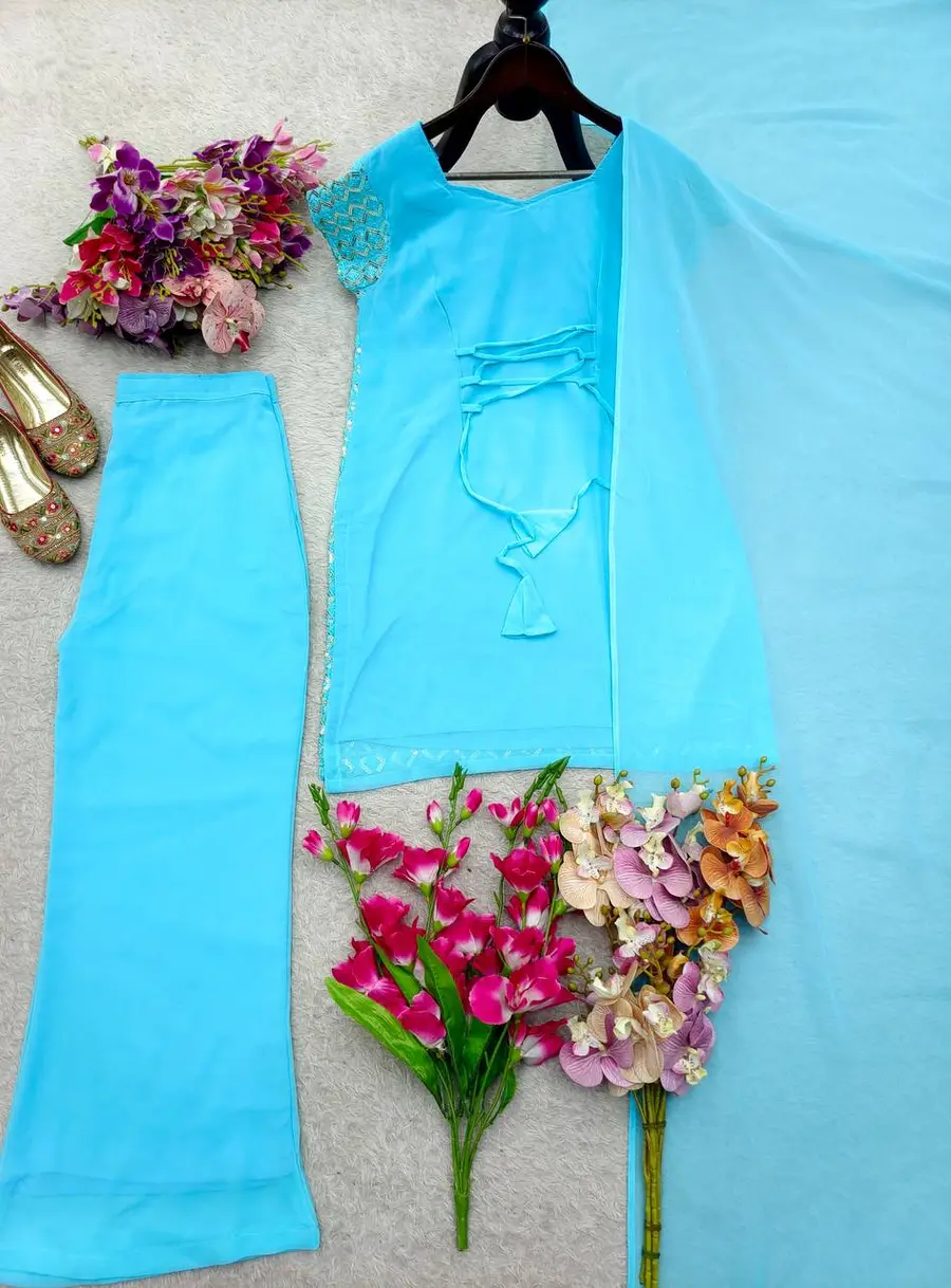 2TRENDING GEORGETTE EMBROIDERY SEQUENCE WORK TOP PALAZZO WITH DUPATTA PARTY WEAR WHOLESALE PRICE ETHNIC GARMENT (22)