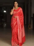 TRENDING LICHI SILK RICH PALLU & JACQUARD WORK SAREE WITH UNSTITCHED BLOUSE RED