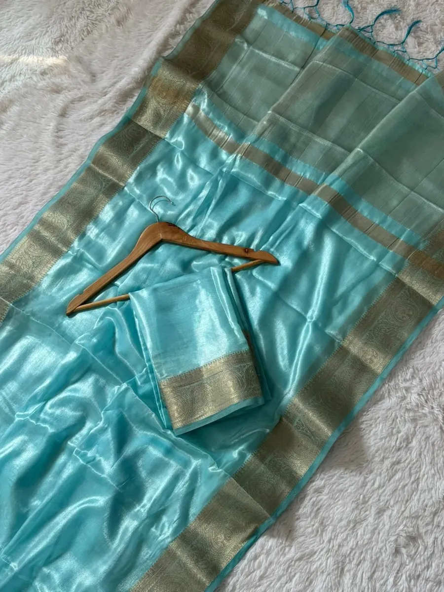 2TRENDING SPACE SILK ZARI BORDER WEAVING WITH RICH ZARI PALLU WORK SAREE WITH UNSTITCHED BLOUSE FESTIVE WEAR WHOLESALE PRICE ETHNIC GARMENT (8)