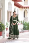 NEW ARRIVAL VICHITRA SILK SEQUENCE EMBROIDERY WORK GOWN WITH DUPATTA GREEN