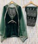32FANCY VISCOSE VELVET EMBROIDERY SEQUENCE WORK TOP BOTTOM WITH DUPATTA FESTIVE WEAR WHOLESALE PRICE ETHNIC GARMENT (13)