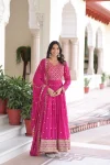 DESIGNER GEORGETTE SEQUENCE & ZARI EMBROIDERY WORK GOWN WITH DUPATTA PINK