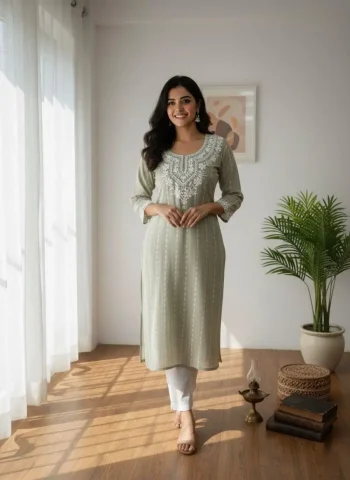 RICH LOOK KHADI COTTON BUTTI WITH BEAUTIFUL EMBROIDERY WORK KURTI PISTA