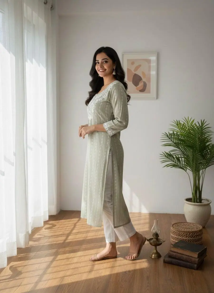 35RICH LOOK KHADI COTTON BUTTI WITH BEAUTIFUL EMBROIDERY WORK KURTI FESTIVE WEAR WHOLESALE PRICE ETHNIC GARMENT (7)