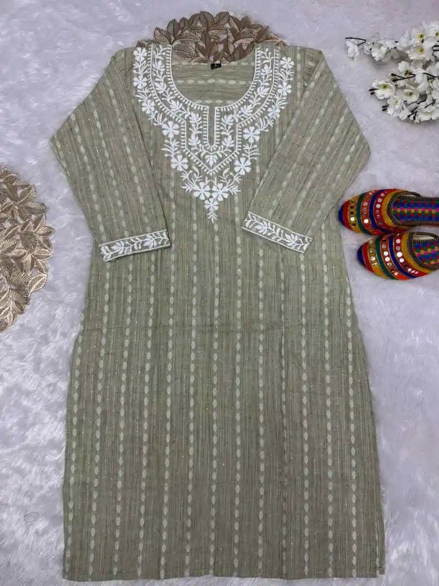 35RICH LOOK KHADI COTTON BUTTI WITH BEAUTIFUL EMBROIDERY WORK KURTI FESTIVE WEAR WHOLESALE PRICE ETHNIC GARMENT (9)