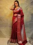 3ATTRACTIVE LICHI SILK JACQUARD WORK SAREE WITH UNSTITCHED BLOUSE FESTIVE WEAR WHOLESALE PRICE ETHNIC GARMENT (5)