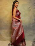 3ATTRACTIVE LICHI SILK JACQUARD WORK SAREE WITH UNSTITCHED BLOUSE FESTIVE WEAR WHOLESALE PRICE ETHNIC GARMENT (5)