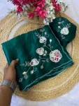 3DESIGNER FENDY SATIN HAND WORK AND PATCH WORK BUTTA WORK SAREE WITH UNSTITCHED BLOUSE WEDDING WEAR WHOLESALE PRICE ETHNIC GARMENT (12)